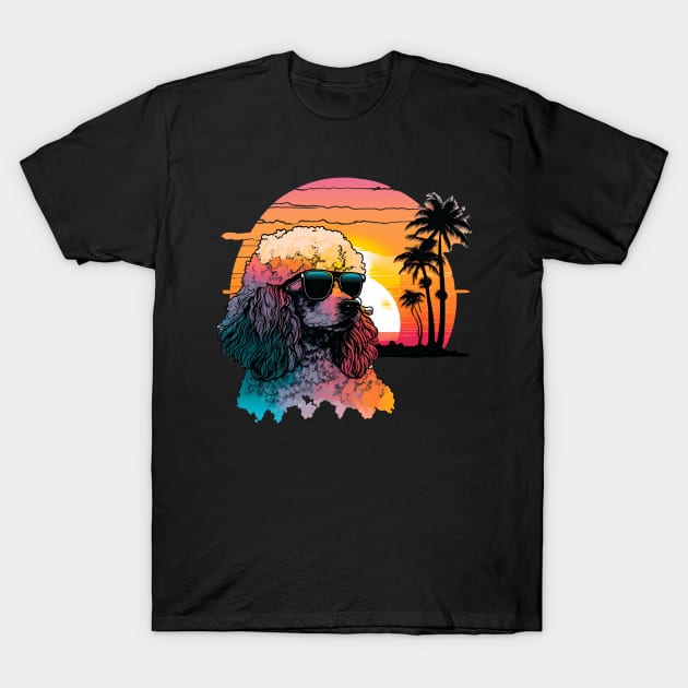 Poodle For Dog Lovers Poodle's Synthwave Aesthetic T-Shirt by BurunduXX-Factory